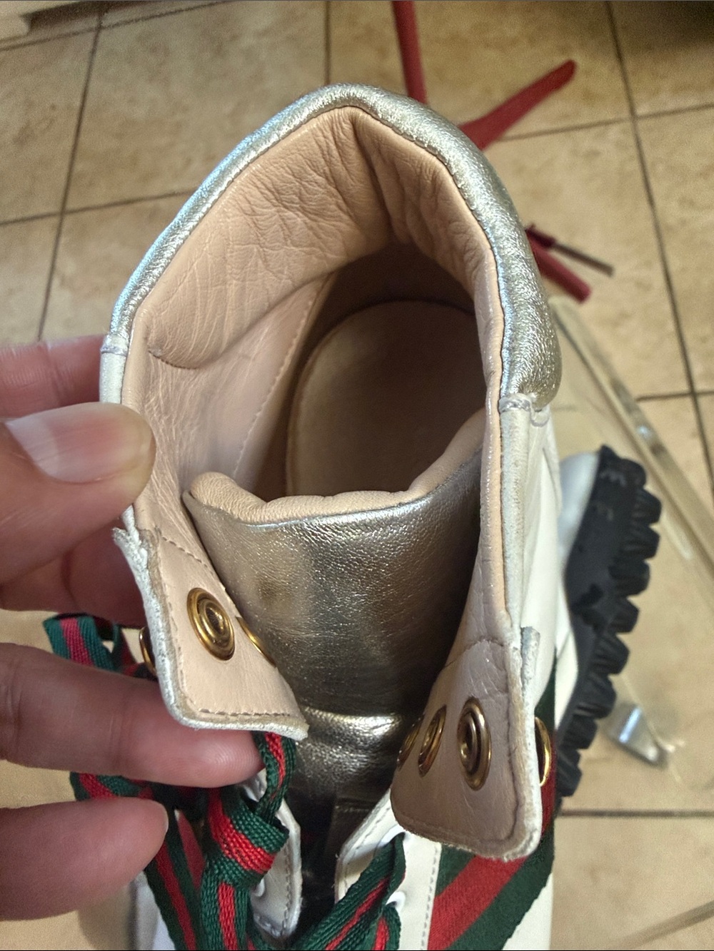 Gucci white leather high-top sneakers - no box - Picture 10 of 16